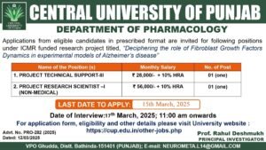 Central University Punjab Recruitment 2025 Eligibility Details Apply Online Form